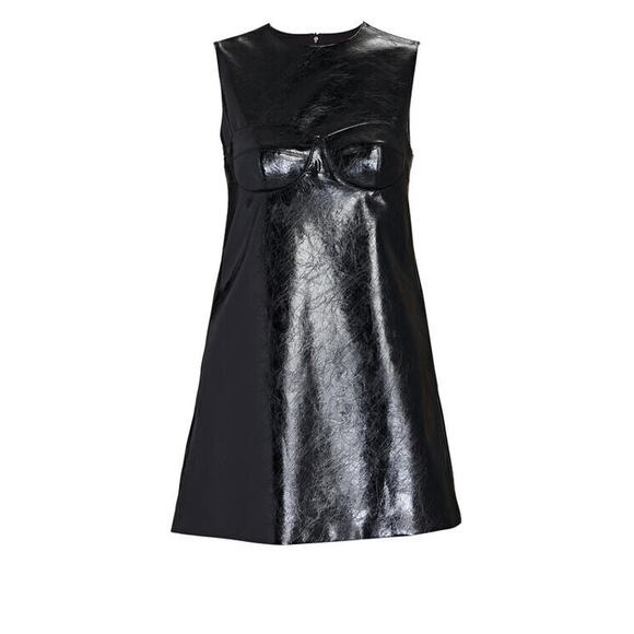 AKNVAS Mini Dress Faux Leather Sleeveless Pockets Size 6 Retails $650 - Picture 11 of 12